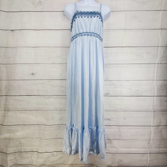 Vintage Chemise Ruffle Maxi Sleepwear Nightgown - Picture 1 of 4